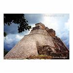 Mayan Pyramid at Uxmal, Mexico, during a storm.